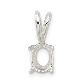 Sterling Silver Oval 4-Prong 11 x 9mm Fixed Bail Pendant Setting