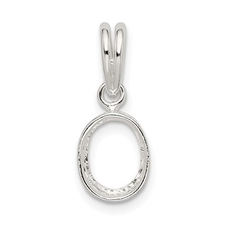 Sterling Silver Oval 8 x 6mm Back Set Loose Bail Pendant Setting