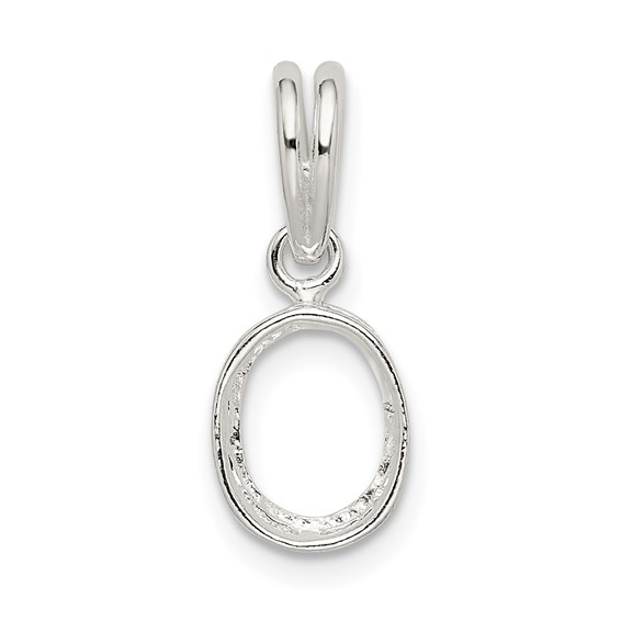 Sterling Silver Oval 8 x 6mm Back Set Loose Bail Pendant Setting