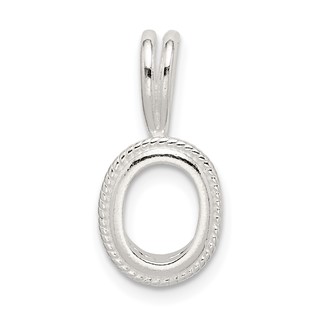 Sterling Silver Oval 8 x 6mm Rope Frame Back Set Fixed Bail Pendant Setting