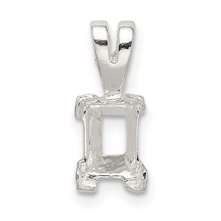 Sterling Silver Emerald 4 x 2mm V-End Fixed Bail Pendant Setting