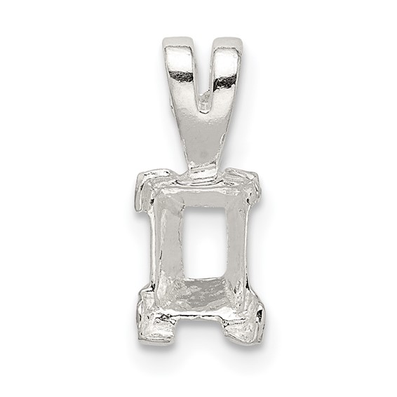 Sterling Silver Emerald 4 x 2mm V-End Fixed Bail Pendant Setting