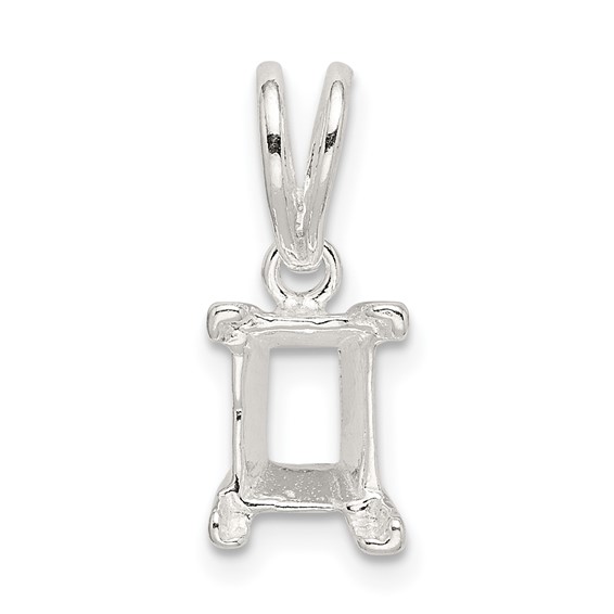 Sterling Silver Emerald 5 x 3mm V-End Loose Bail Pendant Setting