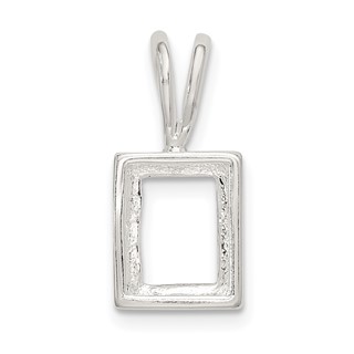 Sterling Silver Emerald 11 x 9mm Back Set Fixed Bail Pendant Setting