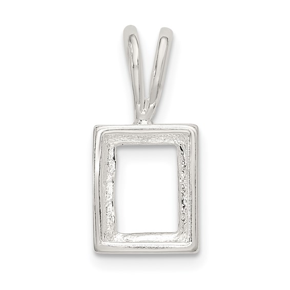 Sterling Silver Emerald 11 x 9mm Back Set Fixed Bail Pendant Setting