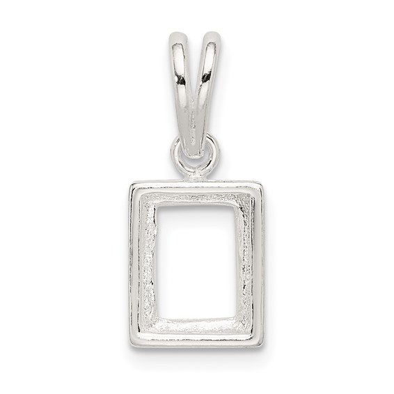 Sterling Silver Emerald 10 x 8mm Back Set Loose Bail Pendant Setting