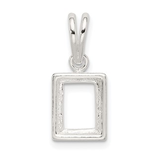 Sterling Silver Emerald 6 x 4mm Back Set Loose Bail Pendant Setting