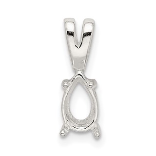 Sterling Silver Pear 4-Prong 10 x 8mm Fixed Bail Pendant Setting