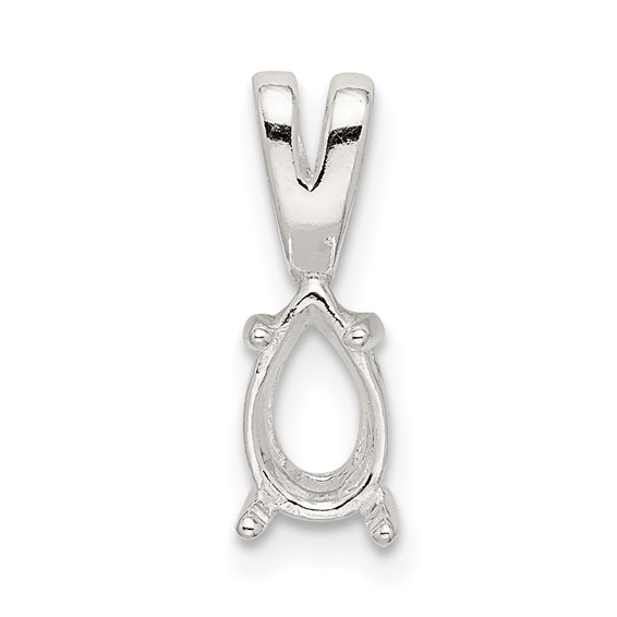 Sterling Silver Pear 4-Prong 10 x 8mm Fixed Bail Pendant Setting