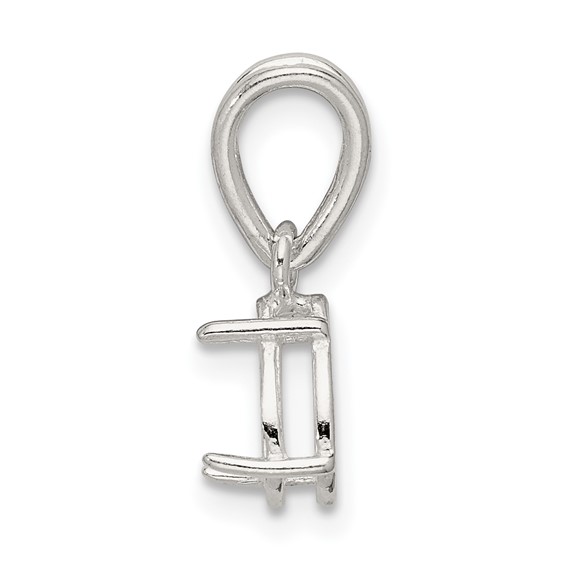 Sterling Silver Pear 4-Prong 11 x 9mm Loose Bail Pendant Setting