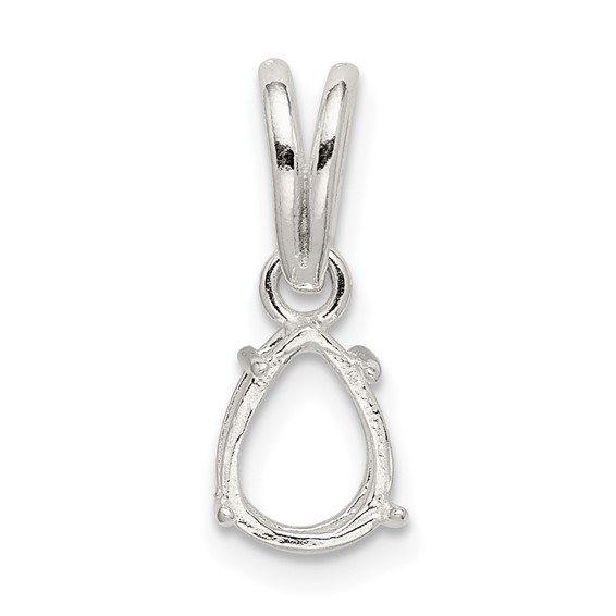 Sterling Silver Pear 4-Prong 11 x 9mm Loose Bail Pendant Setting