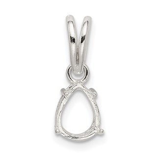 Sterling Silver Pear 4-Prong 5 x 2.5mm Loose Bail Pendant Setting