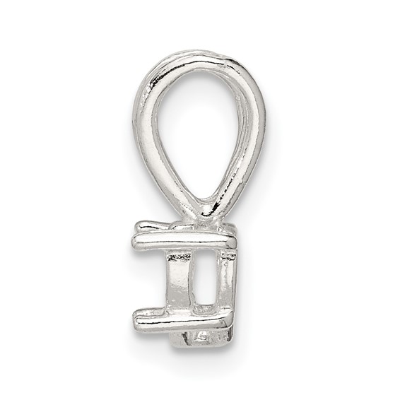 Sterling Silver Heart 4-Prong 4.0mm Fixed Bail Pendant Setting