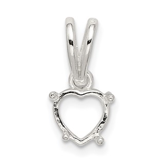 Sterling Silver Heart 4-Prong 10.0mm Loose Bail Pendant Setting