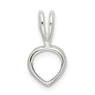 Sterling Silver Heart 7.0mm Back Fixed Bail Pendant Setting
