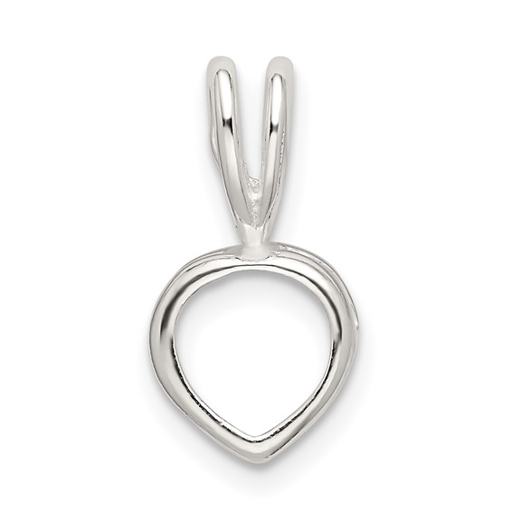 Sterling Silver Heart 6.0mm Back Fixed Bail Pendant Setting