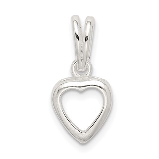 Sterling Silver Heart 10.0mm Back Loose Bail Pendant Setting