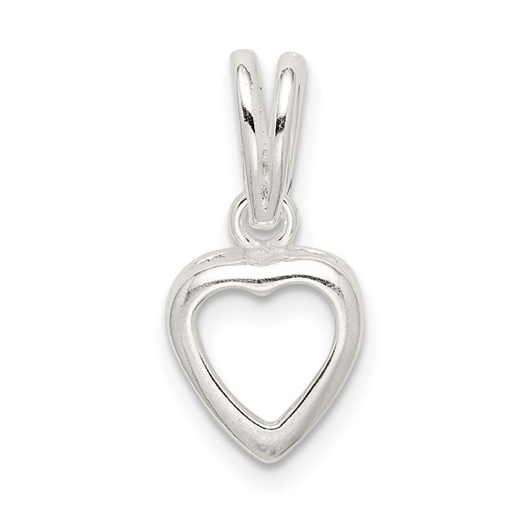 Sterling Silver Heart 10.0mm Back Loose Bail Pendant Setting