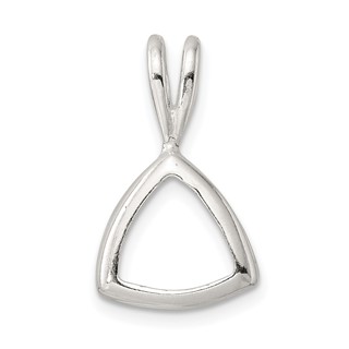 Sterling Silver Trillion 10.0mm Back Set Fixed Bail Pendant