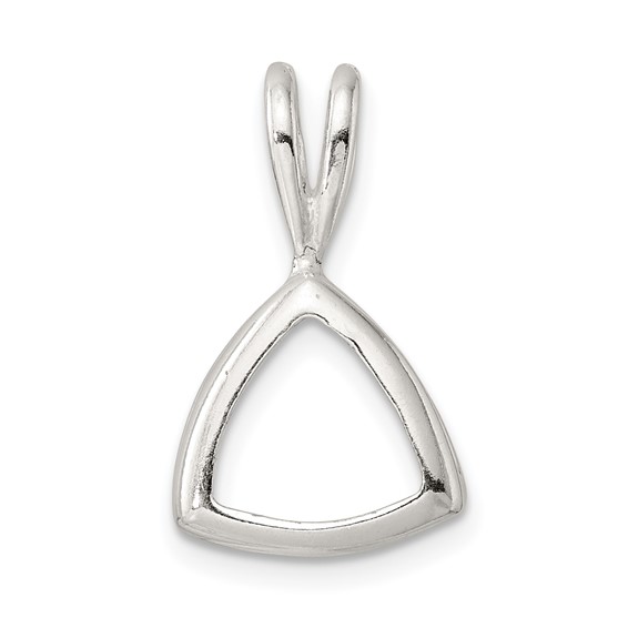 Sterling Silver Trillion 10.0mm Back Set Fixed Bail Pendant