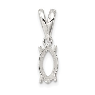 Sterling Silver Marquise 4-Prong 12 x 6mm Loose Bail Pendant Setting