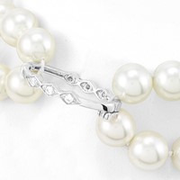Sterling Silver Rhodium-plated Polished 27.75 X 19.75mm CZ Pearl Shortener view 3