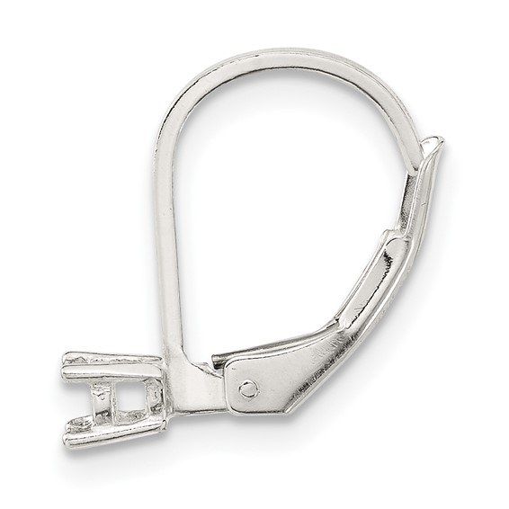 Sterling Silver Polished 3mm Round Stone Leverback Earring Component