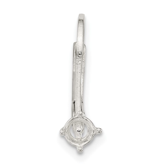 Sterling Silver Polished 4mm Round Stone Leverback Earring Component