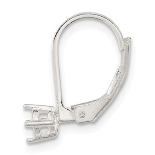 Sterling Silver Polished 4mm Round Stone Leverback Earring Component