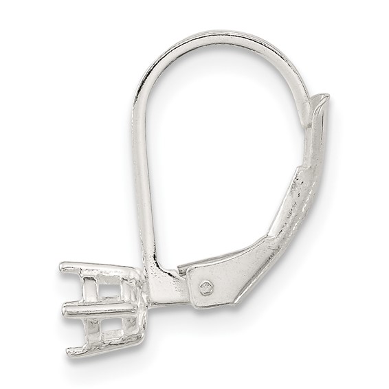 Sterling Silver Polished 4mm Round Stone Leverback Earring Component