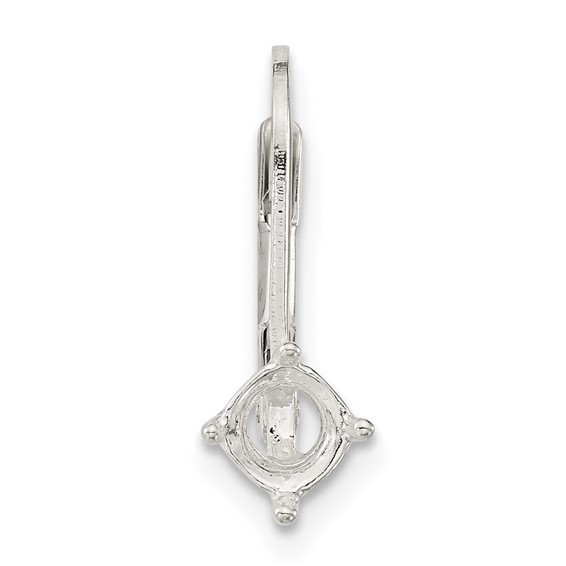 Sterling Silver Polished 5mm Round Stone Leverback Earring Component