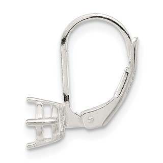 Sterling Silver Polished 5mm Round Stone Leverback Earring Component