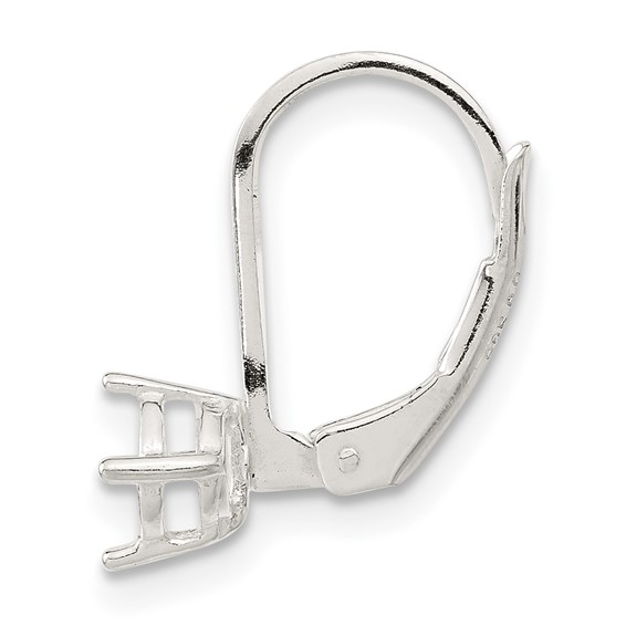 Sterling Silver Polished 5mm Round Stone Leverback Earring Component