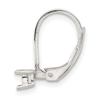 Sterling Silver Polished 3mm Square Stone Leverback Earring Component