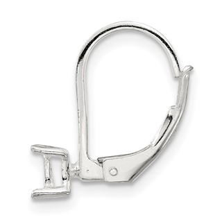 Sterling Silver Polished 4mm Square Stone Leverback Earring Component