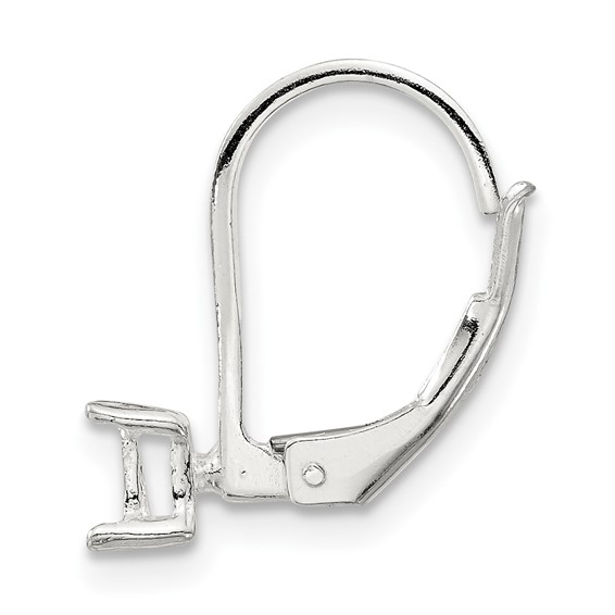 Sterling Silver Polished 4mm Square Stone Leverback Earring Component