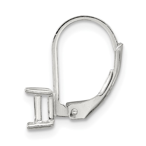 Sterling Silver Polished 5mm Square Stone Leverback Earring Component