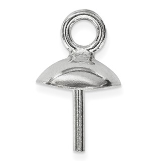 Sterling Silver Polished 6mm Pearl Pendant Mounting