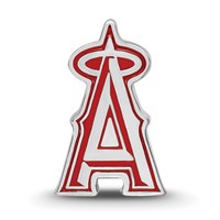 Sterling Silver Rhodium Plated Major League Baseball LogoArt Los Angeles Angels Enameled Bead view 4