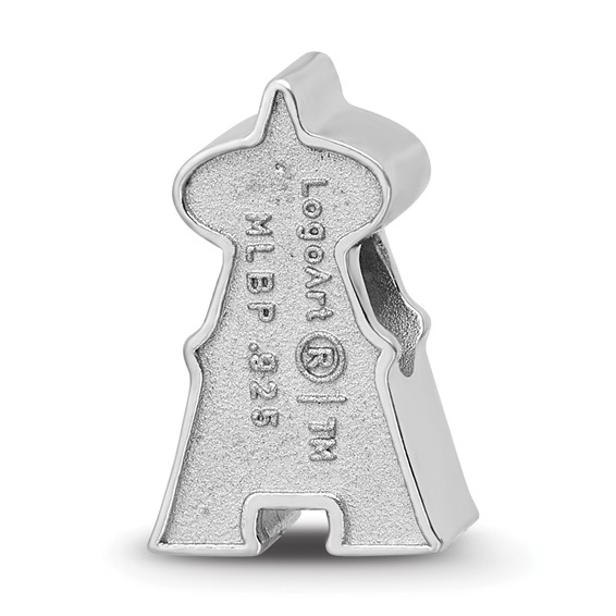 Sterling Silver Rhodium Plated Major League Baseball LogoArt Los Angeles Angels Enameled Bead