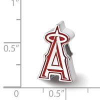 Sterling Silver Rhodium Plated Major League Baseball LogoArt Los Angeles Angels Enameled Bead view 3