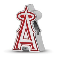 Sterling Silver Rhodium Plated Major League Baseball LogoArt Los Angeles Angels Enameled Bead view 1