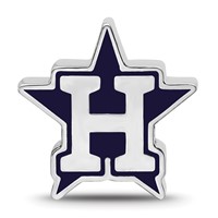 Sterling Silver Rhodium Plated Major League Baseball LogoArt Houston Astros Enamel Bead view 4