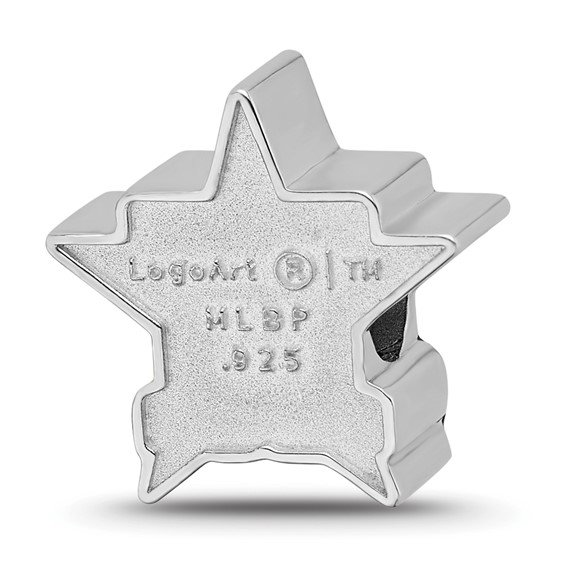 Sterling Silver Rhodium Plated Major League Baseball LogoArt Houston Astros Enamel Bead