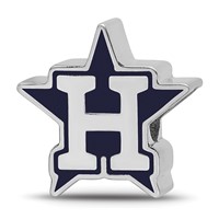 Sterling Silver Rhodium Plated Major League Baseball LogoArt Houston Astros Enamel Bead view 1