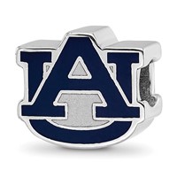 Sterling Silver Rhodium-plated LogoArt Auburn University A-u Enameled Logo Bead view 1