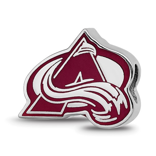Sterling Silver Rhodium-plated Nhl LogoArt Colorado Avalanche Letter a Enameled Bead