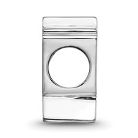 Sterling Silver Rhodium-plated Nhl LogoArt Columbus Blue Jackets Enameled Logo Bead view 2