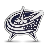 Sterling Silver Rhodium-plated Nhl LogoArt Columbus Blue Jackets Enameled Logo Bead view 4