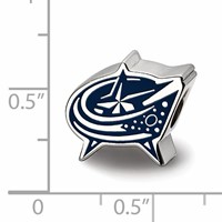 Sterling Silver Rhodium-plated Nhl LogoArt Columbus Blue Jackets Enameled Logo Bead view 3